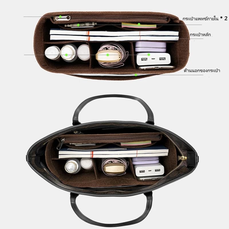 Felt กระเป๋าสักหลาด สําหรับใส่เครื่องสําอางกลาง กันน้ำ เหมาะกับการเดินทาง Bag Organizer รูปที่ 3
