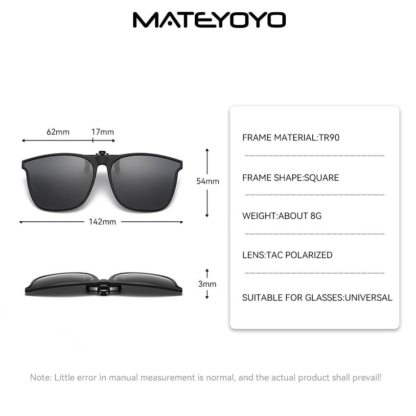 MATEYOYO คลิปบนแว่นตากันแดดโพลาไรซ์ TR90 กรอบขนาดใหญ่ น้ำหนักเบาระดับ unisex สำหรับผู้ชายและผู้หญิง ใช้งานได้ทั้งกลางแจ้งและขับรถ รูปที่ 8