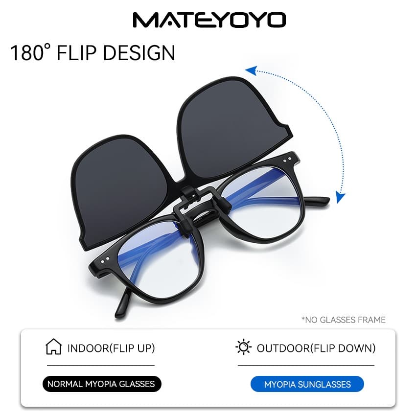 MATEYOYO คลิปบนแว่นตากันแดดโพลาไรซ์ TR90 กรอบขนาดใหญ่ น้ำหนักเบาระดับ unisex สำหรับผู้ชายและผู้หญิง ใช้งานได้ทั้งกลางแจ้งและขับรถ รูปที่ 4