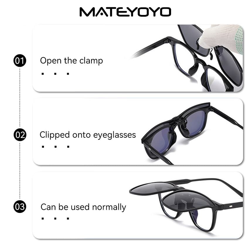 MATEYOYO คลิปบนแว่นตากันแดดโพลาไรซ์ TR90 กรอบขนาดใหญ่ น้ำหนักเบาระดับ unisex สำหรับผู้ชายและผู้หญิง ใช้งานได้ทั้งกลางแจ้งและขับรถ รูปที่ 7