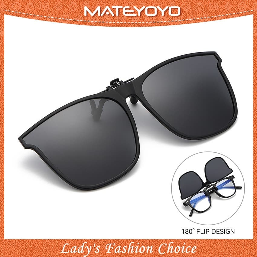 MATEYOYO คลิปบนแว่นตากันแดดโพลาไรซ์ TR90 กรอบขนาดใหญ่ น้ำหนักเบาระดับ unisex สำหรับผู้ชายและผู้หญิง ใช้งานได้ทั้งกลางแจ้งและขับรถ รูปที่ 1