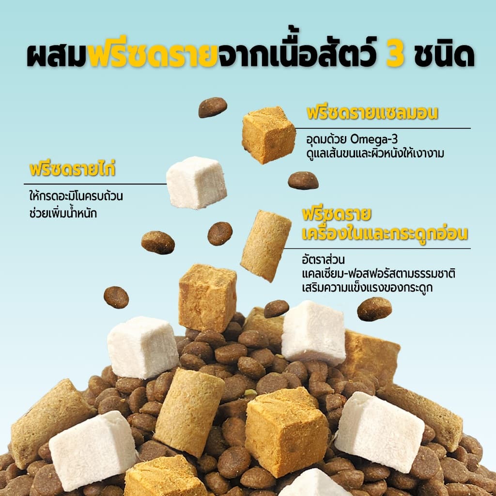 LIVE Bite of Wild อาหารแมว P42 300g Grain Free โปรตีน 42% ผสมฟรีซดราย 3 ชนิด รูปที่ 3