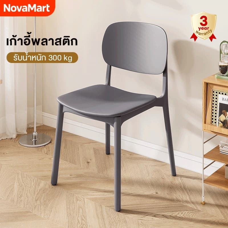 เก้าอี้พลาสติก เก้าอี้มีพนักพิง เก้าอี้พลาสติกแบบหนา รองรับน้ําหนัก 300kg chair รูปที่ 1