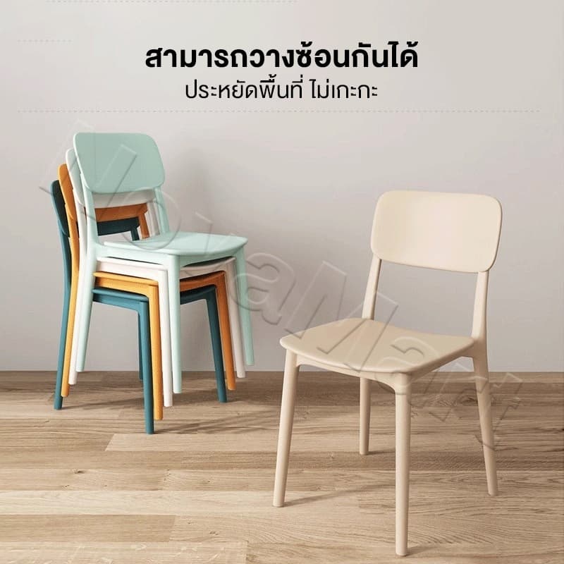 เก้าอี้พลาสติก เก้าอี้มีพนักพิง เก้าอี้พลาสติกแบบหนา รองรับน้ําหนัก 300kg chair รูปที่ 2
