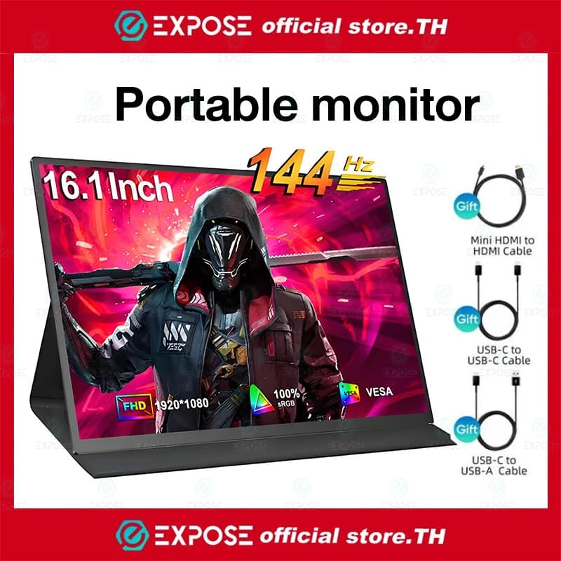 EXPOSE จอภาพแบบพกพา จอพกพา 16.1 นิ้ว Full HD 144Hz/1ms เชื่อมต่อมือถือ-คอมได้ เหมาะสำหรับเล่นเกม ดูหนัง และทำงาน รูปที่ 1