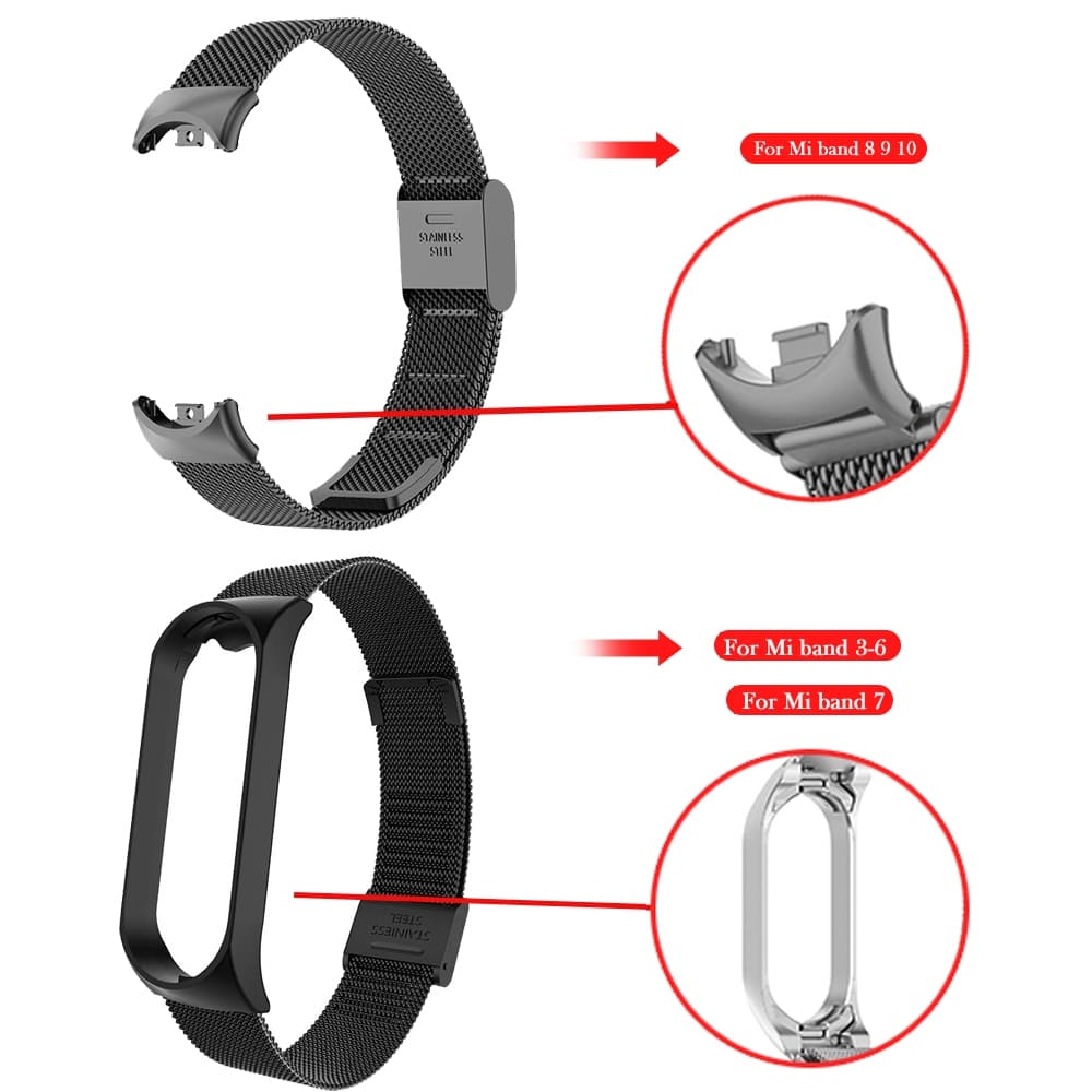 สายสแตนเลสสําหรับ เสี่ยวหมี่ for Mi Band 10 9 8 สร้อยข้อมือโลหะสายรัดข้อมือสําหรับ for Mi Band 7 6 5 4 3 สายอุปกรณ์เสริม รูปที่ 4