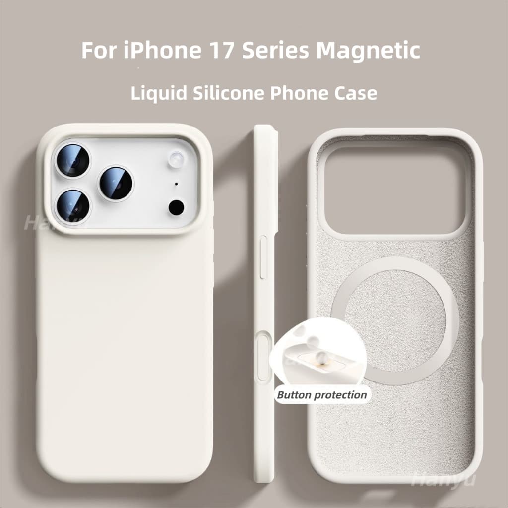 แม่เหล็กซิลิโคนเหลว iP17 16 พร้อมปุ่มป้องกันเคสโทรศัพท์สําหรับ iPhone 17 16 15 Pro Max ซิลิโคนนุ่มกรณี 17Air โทรศัพท์กันกระแทกปกหลัง รูปที่ 3