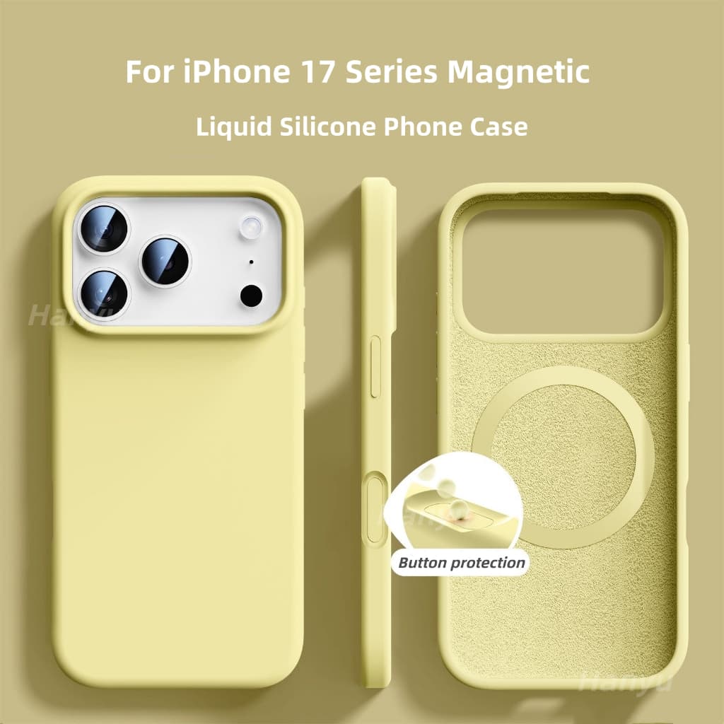 แม่เหล็กซิลิโคนเหลว iP17 16 พร้อมปุ่มป้องกันเคสโทรศัพท์สําหรับ iPhone 17 16 15 Pro Max ซิลิโคนนุ่มกรณี 17Air โทรศัพท์กันกระแทกปกหลัง รูปที่ 5