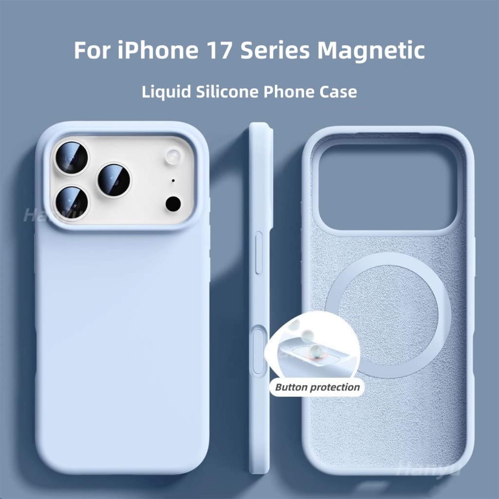 แม่เหล็กซิลิโคนเหลว iP17 16 พร้อมปุ่มป้องกันเคสโทรศัพท์สําหรับ iPhone 17 16 15 Pro Max ซิลิโคนนุ่มกรณี 17Air โทรศัพท์กันกระแทกปกหลัง รูปที่ 7