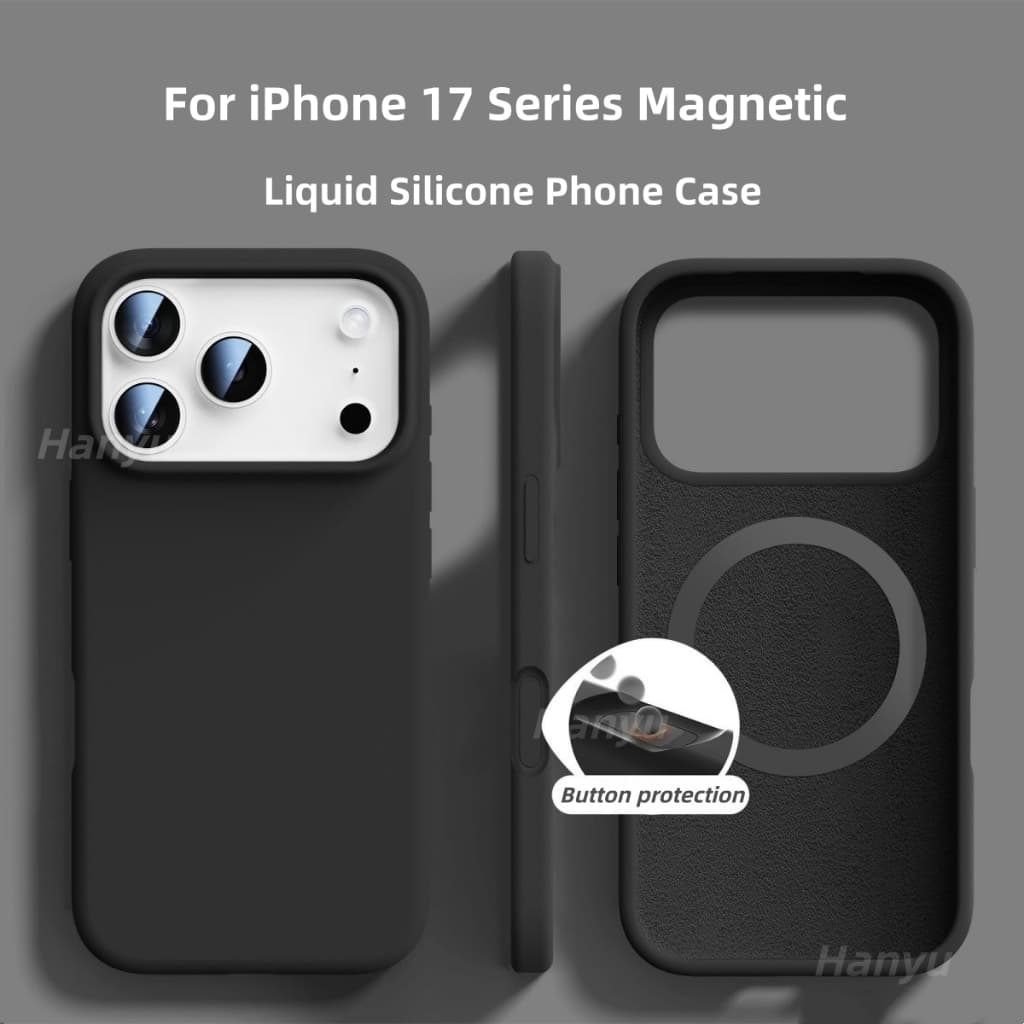 แม่เหล็กซิลิโคนเหลว iP17 16 พร้อมปุ่มป้องกันเคสโทรศัพท์สําหรับ iPhone 17 16 15 Pro Max ซิลิโคนนุ่มกรณี 17Air โทรศัพท์กันกระแทกปกหลัง รูปที่ 4