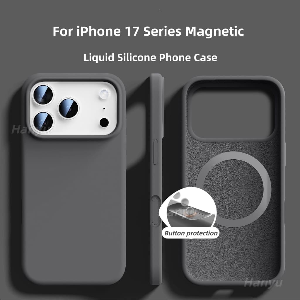 แม่เหล็กซิลิโคนเหลว iP17 16 พร้อมปุ่มป้องกันเคสโทรศัพท์สําหรับ iPhone 17 16 15 Pro Max ซิลิโคนนุ่มกรณี 17Air โทรศัพท์กันกระแทกปกหลัง รูปที่ 6
