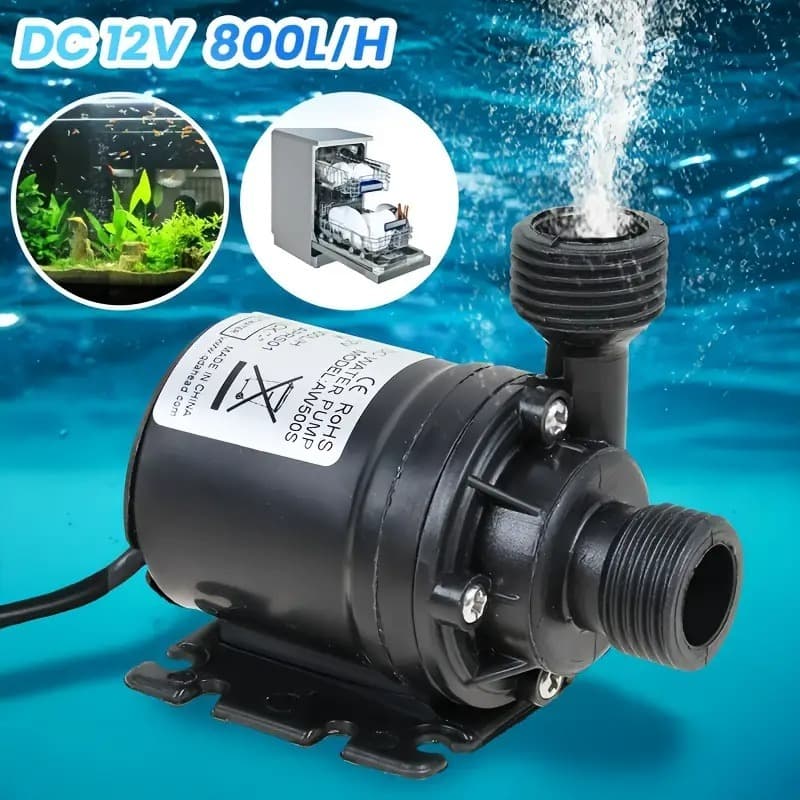 ปั๊มน้ํา DC แบบจุ่ม 12V 24V, อินเทอร์เฟซเกลียวตัวผู้ 1/2", เสียงรบกวนต่ํา, ปั๊มตู้ปลา 800 ลิตร/ชม. รูปที่ 1