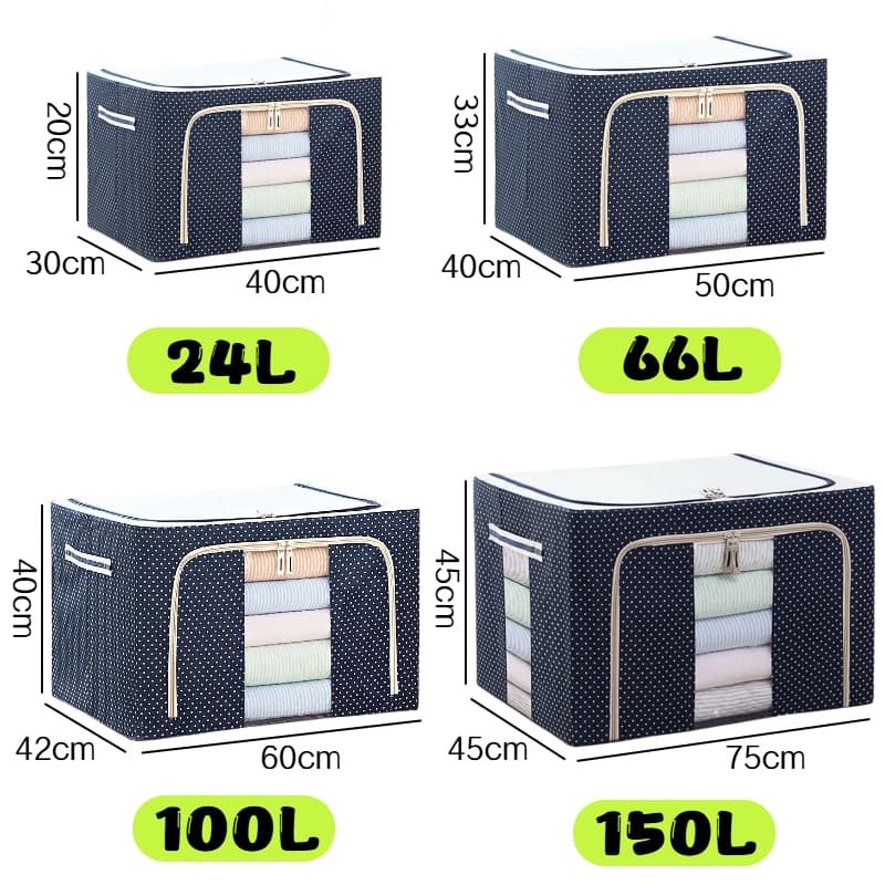 จัดส่งทันที 100L กล่องใส่ของ กล่องเก็บของพับได้ มีโครงเหล็กด้านใน รูปที่ 2