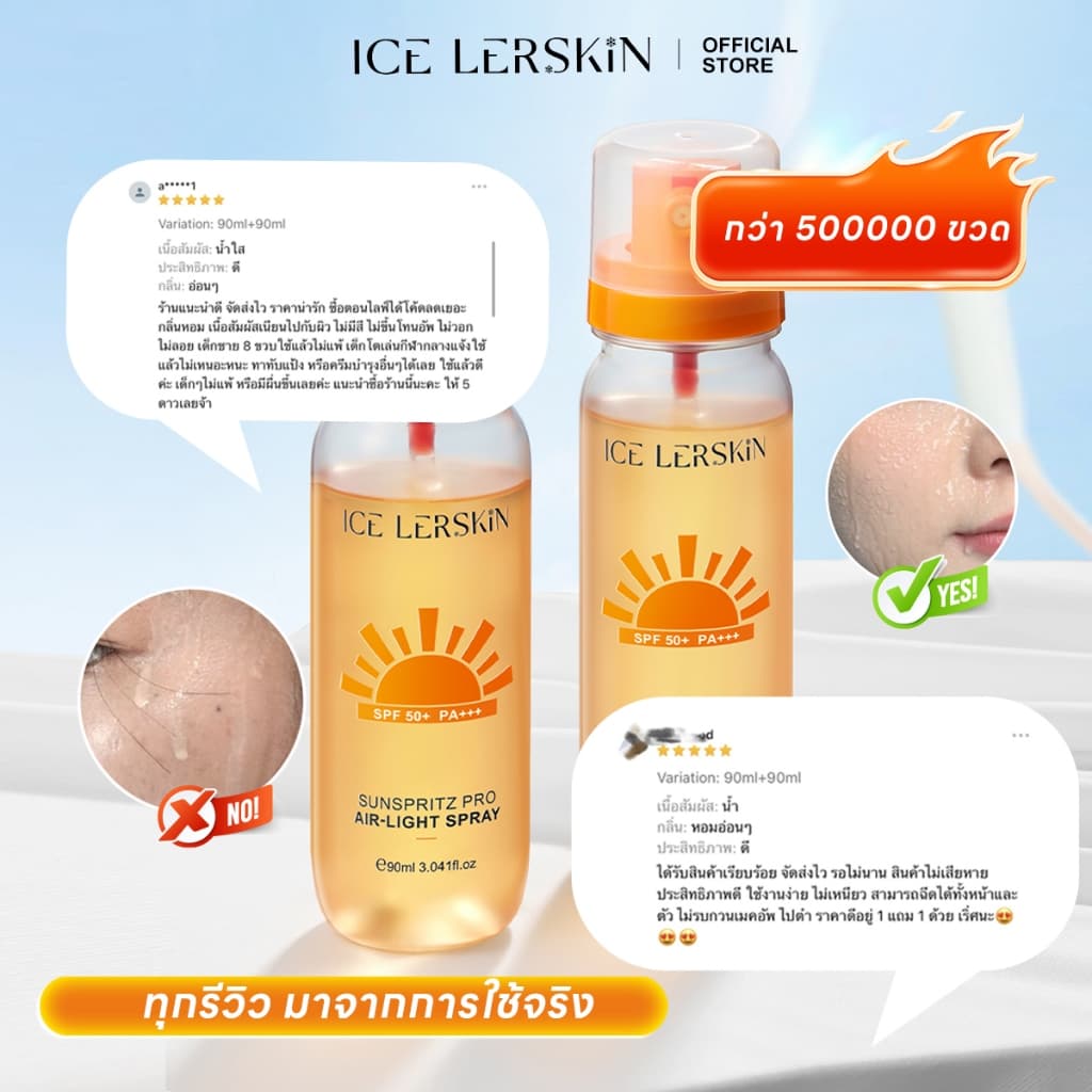 ICELERSKIN Sunscreen Spray SPF50+PA++++ Gentle Non-Irrating Sensitive Skin สามารถใช้ Fully Resist UVA/UVB เหมาะสําหรับทั้งครอบครัว รูปที่ 3