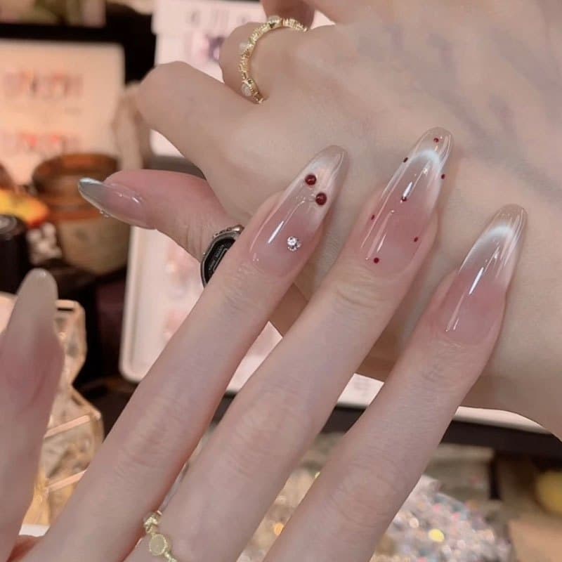 C079-081 เล็บปลอมสําเร็จรูป ทำด้วยมือ 10 ชิ้น/กล่อง เชอร์รี่เล็ก หวาน ๆ มีเอกลักษณ์ ดีไซน์สวย ประณีต สวมง่าย ใช้ซ้ำได้ รูปที่ 1