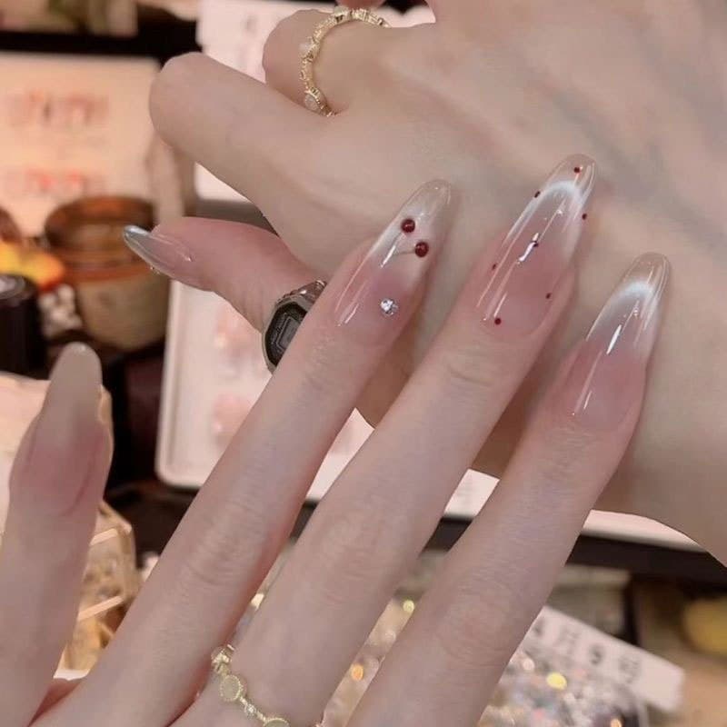 C079-081 เล็บปลอมสําเร็จรูป ทำด้วยมือ 10 ชิ้น/กล่อง เชอร์รี่เล็ก หวาน ๆ มีเอกลักษณ์ ดีไซน์สวย ประณีต สวมง่าย ใช้ซ้ำได้ รูปที่ 2