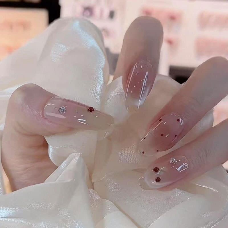 C079-081 เล็บปลอมสําเร็จรูป ทำด้วยมือ 10 ชิ้น/กล่อง เชอร์รี่เล็ก หวาน ๆ มีเอกลักษณ์ ดีไซน์สวย ประณีต สวมง่าย ใช้ซ้ำได้ รูปที่ 3