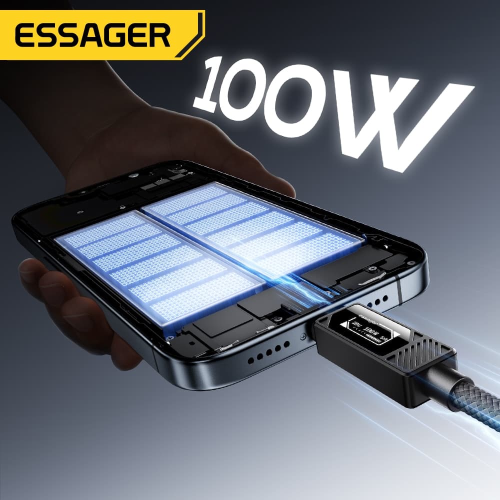 Essager 100W 7A USB A Type CTo Type C PD สายชาร์จเร็วชิป E-Marker ในตัวสําหรับโทรศัพท์ IP Samsung รูปที่ 2