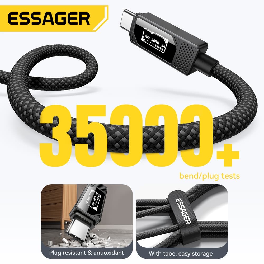Essager 100W 7A USB A Type CTo Type C PD สายชาร์จเร็วชิป E-Marker ในตัวสําหรับโทรศัพท์ IP Samsung รูปที่ 8