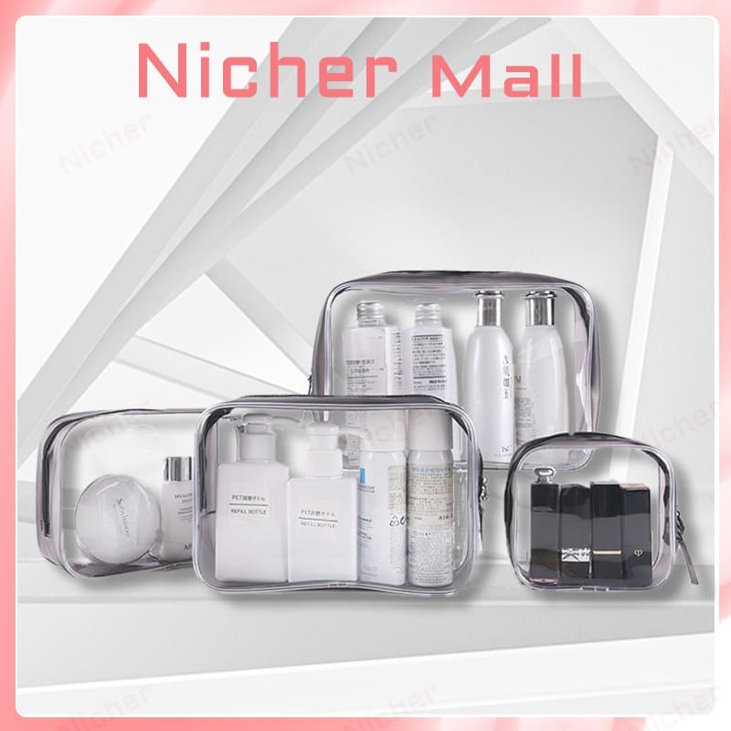 Transparent Toiletry Bag กระเป๋าแต่งหน้าพีวีซีกระเป๋าเก็บเครื่องสําอางแบบพกพาโปร่งใสการเดินทางเพื่อธุรกิจกระเป๋าใส่อุปกรณ์อาบน้ํา รูปที่ 1