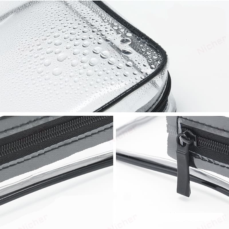 Transparent Toiletry Bag กระเป๋าแต่งหน้าพีวีซีกระเป๋าเก็บเครื่องสําอางแบบพกพาโปร่งใสการเดินทางเพื่อธุรกิจกระเป๋าใส่อุปกรณ์อาบน้ํา รูปที่ 4