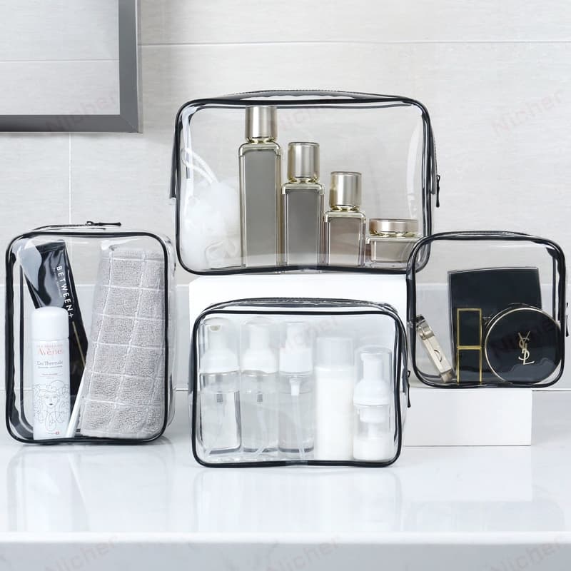 Transparent Toiletry Bag กระเป๋าแต่งหน้าพีวีซีกระเป๋าเก็บเครื่องสําอางแบบพกพาโปร่งใสการเดินทางเพื่อธุรกิจกระเป๋าใส่อุปกรณ์อาบน้ํา รูปที่ 8