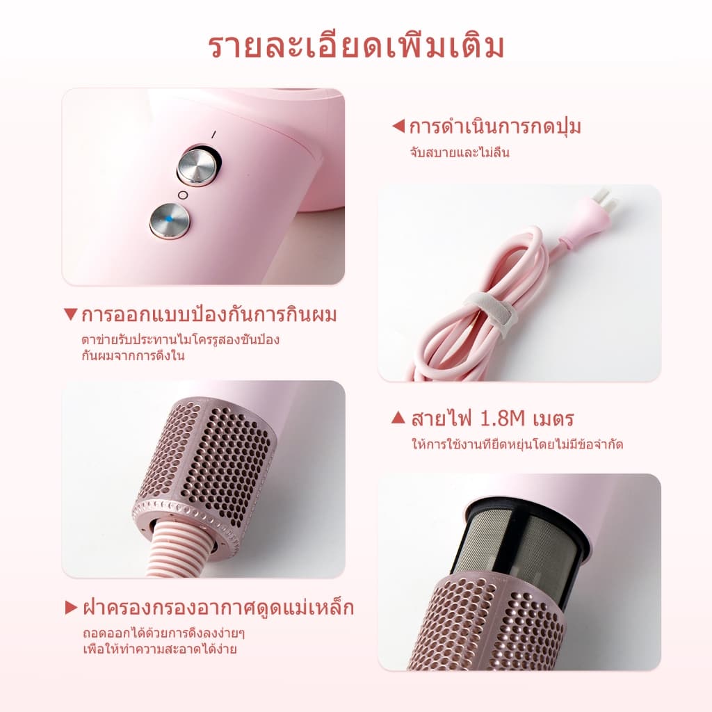 HODEKT ความเร็วสูง ​​ไดร์เป่าผมปรับอุณหภูมิและความเร็วได้ ดูแลเส้นผมไอออนลบ รับประกัน 1 ปี รูปที่ 8