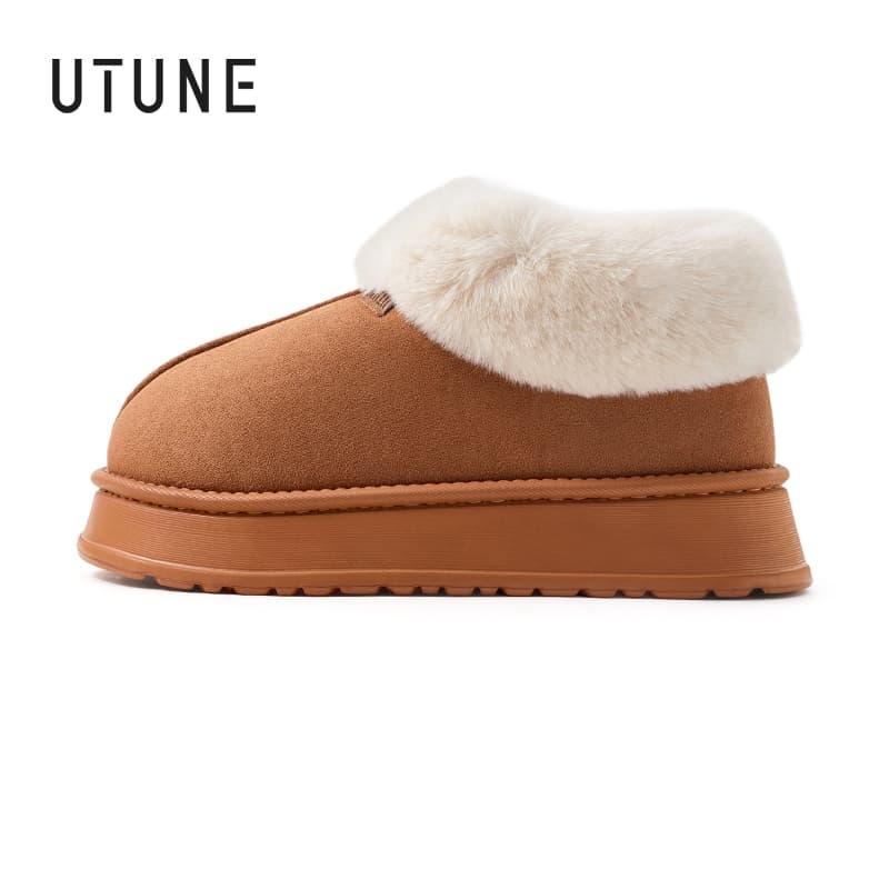 UTUNE รองเท้าบูทสั้นผ้าฝ้ายสำหรับผู้หญิง 2025 หนานุ่ม ป้องกันความหนาว และเหมาะสำหรับการสวมใส่กลางแจ้ง