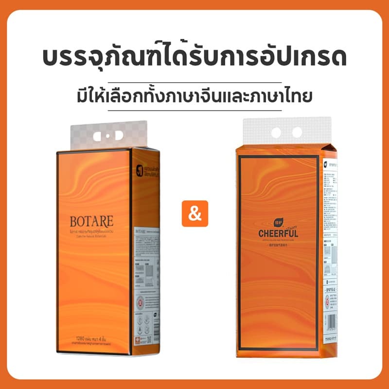 Botare CHEERFUL GB/T 20808 ทิชชู่แบบดึงแขวนได้ ดีลักซ์ คอมฟอร์ท กระดาษทิชชู่ หนา 4 ชั้น 1280 แผ่น รูปที่ 5