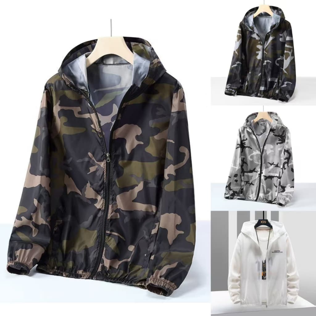 แจ็คเก็ตกันแดดลายพรางสำหรับผู้ชาย เสื้อโค้ทฤดูร้อน กีฬาขนาดใหญ่ ระบายอากาศได้ สำหรับตกปลากลางแจ้ง เสื้อเชิ้ตมีฮู้ดสำหรับคู่รัก รูปที่ 1