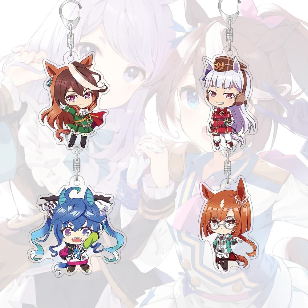พวงกุญแจอะคริลิค Umamusume อะนิเมะการ์ตูนน่ารักจี้ Key Chains กระเป๋านักเรียนจี้ขนาดเล็กของขวัญ รูปที่ 3