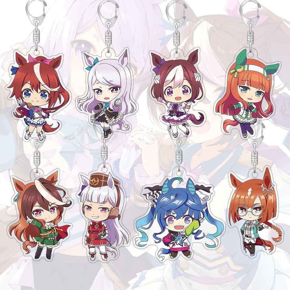 พวงกุญแจอะคริลิค Umamusume อะนิเมะการ์ตูนน่ารักจี้ Key Chains กระเป๋านักเรียนจี้ขนาดเล็กของขวัญ รูปที่ 1