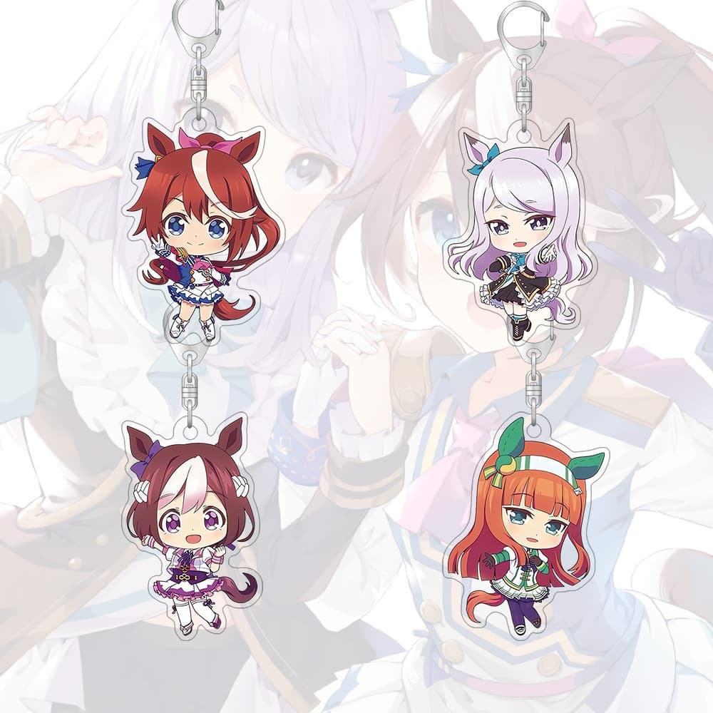 พวงกุญแจอะคริลิค Umamusume อะนิเมะการ์ตูนน่ารักจี้ Key Chains กระเป๋านักเรียนจี้ขนาดเล็กของขวัญ รูปที่ 2