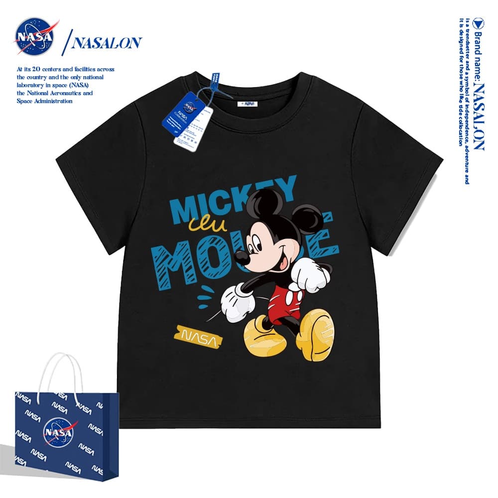 NASA เสื้อยืดเด็ก มิกกี้ มินนี่ลายการ์ตูน ผ้าฝ้าย 100% นุ่มสบาย ทรงหลวม ระบายอากาศดี แฟชั่นสําหรับเด็ก รูปที่ 6