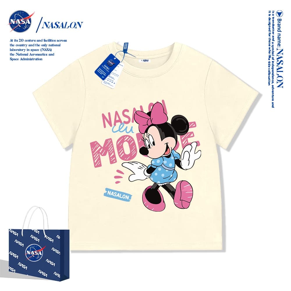NASA เสื้อยืดเด็ก มิกกี้ มินนี่ลายการ์ตูน ผ้าฝ้าย 100% นุ่มสบาย ทรงหลวม ระบายอากาศดี แฟชั่นสําหรับเด็ก รูปที่ 5