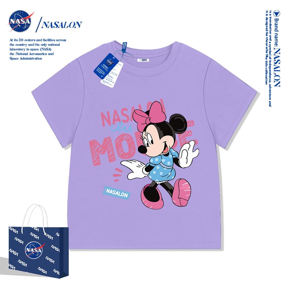 NASA เสื้อยืดเด็ก มิกกี้ มินนี่ลายการ์ตูน ผ้าฝ้าย 100% นุ่มสบาย ทรงหลวม ระบายอากาศดี แฟชั่นสําหรับเด็ก รูปที่ 8