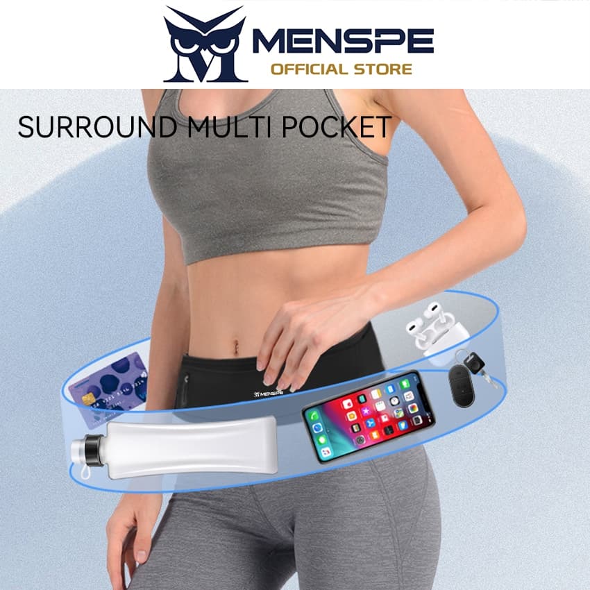 Menspe กระเป๋าคาดเอววิ่งมืออาชีพเข้ากันได้กับโทรศัพท์ภายใต้ 7.2 นิ้วกีฬาสําหรับเดินท่องเที่ยวกระเป๋าคาดเอวจ๊อกกิ้ง รูปที่ 2