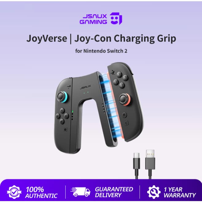 JSAUX Joy-Con ชาร์จ Grip สําหรับ Nintendo Switch 2 จอยสติ๊ก Controller Handle Bracket แบบพกพาแท่นชาร์จสําหรับ NS2 อุปกรณ์เสริม Handle Gaming Controller Grip สถานีชาร์จ-GP0502