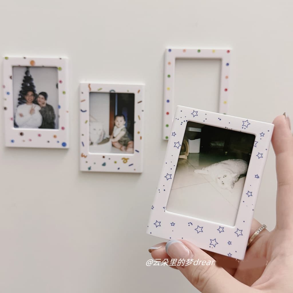 ฟิล์มโพลารอยด์ 3 นิ้วแม่เหล็กตู้เย็นสติกเกอร์ตาราง ทําเอง การ์ดดาวสนุกกรอบรูปขนาดเล็ก รูปที่ 4