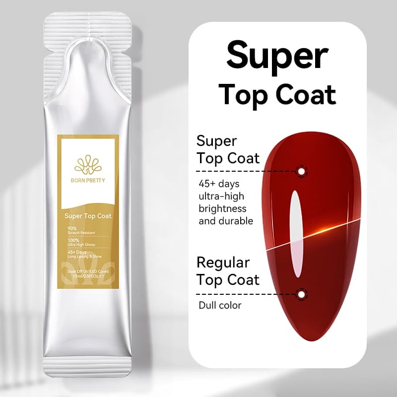 BORN PRETTY 15g Super Top Coat Base Gel No Wipe Top Coat Glossy Long lasting Top Coat Functional Gel Nail Supplies รูปที่ 4