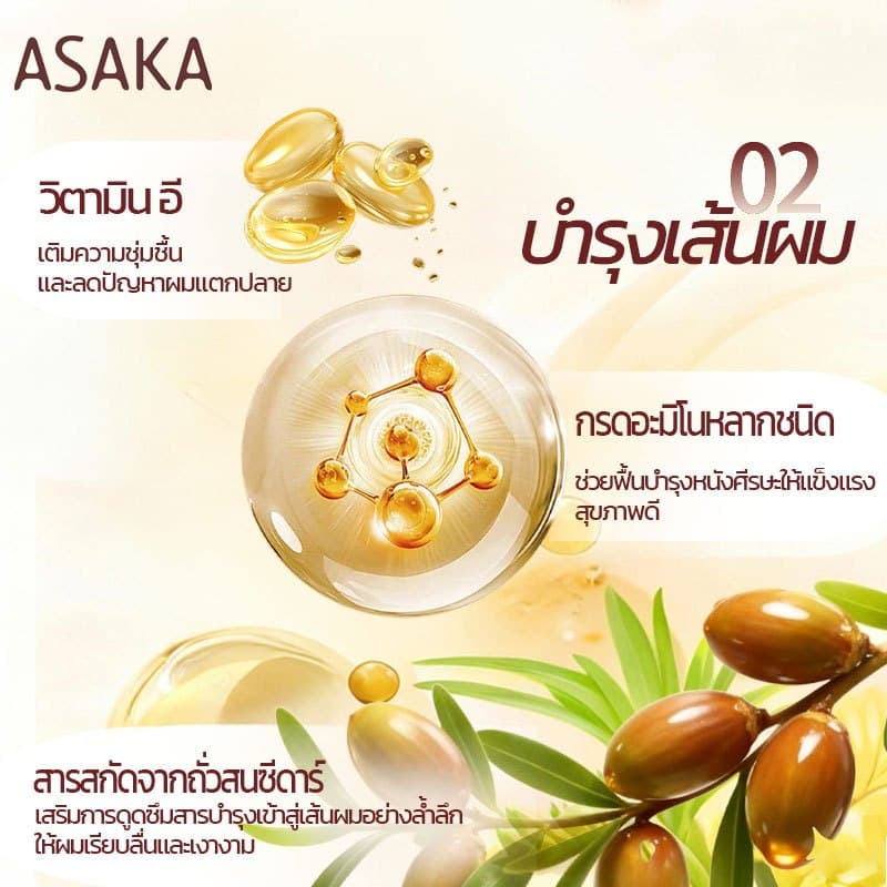 Asaka ทรีทเม้นท์ แชมพู อาหารผม เซรั่มใส่ผม บำรุงผม ป้องกันความร้อน ลดปัญหาผมแตกปลาย Hair Conditioner รูปที่ 6