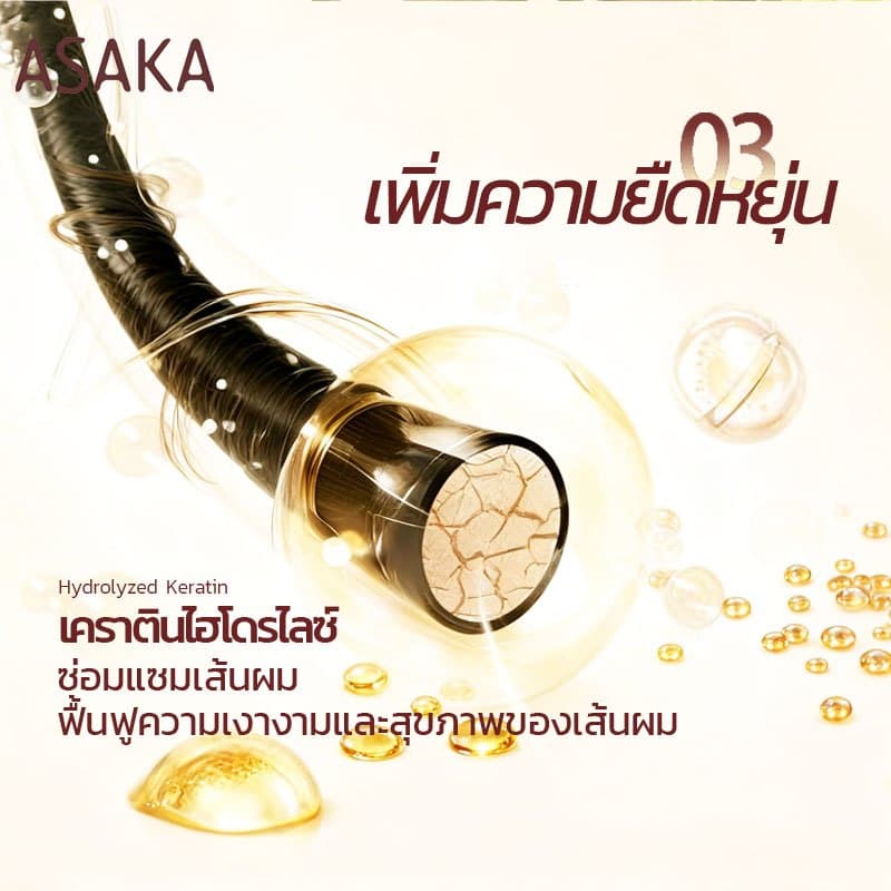 Asaka ทรีทเม้นท์ แชมพู อาหารผม เซรั่มใส่ผม บำรุงผม ป้องกันความร้อน ลดปัญหาผมแตกปลาย Hair Conditioner รูปที่ 7