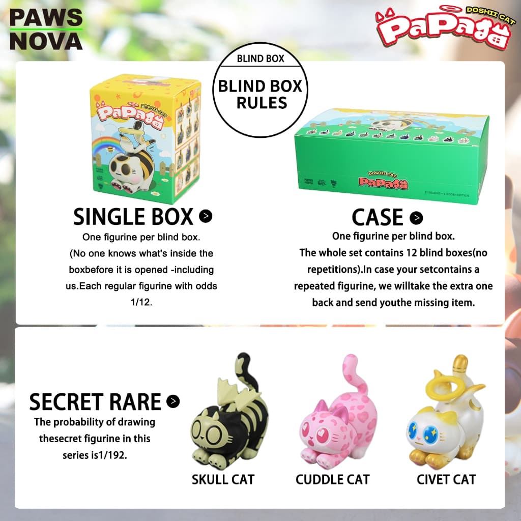 PAWSNOVA Doshii Cat ซีรีส์แมวนอนหมอบ กล่องสุ่มฟิกเกอร์ ของสะสมน่ารักแต่งห้อง รูปที่ 2