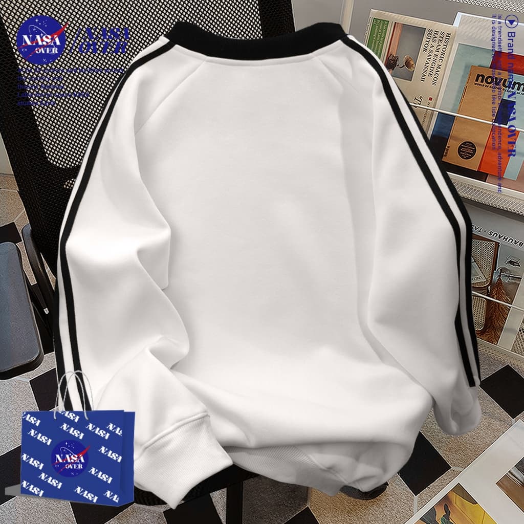 NASA ฤดูใบไม้ร่วง ลำลอง แขนยาว ยูนิเซ็กส์ วินเทจ แมวดำ ‍⬛ ลาย หลวม ลำลอง สเวตเตอร์คอกลมYG1184 รูปที่ 2