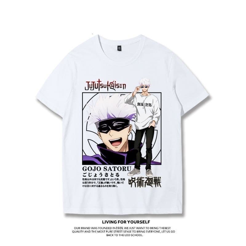 เสื้อยืดลายตัวละคร Gojo Satoru สไตล์การต่อสู้ Jiu-Jitsu ทำจากผ้าฝ้ายแท้ รูปที่ 2