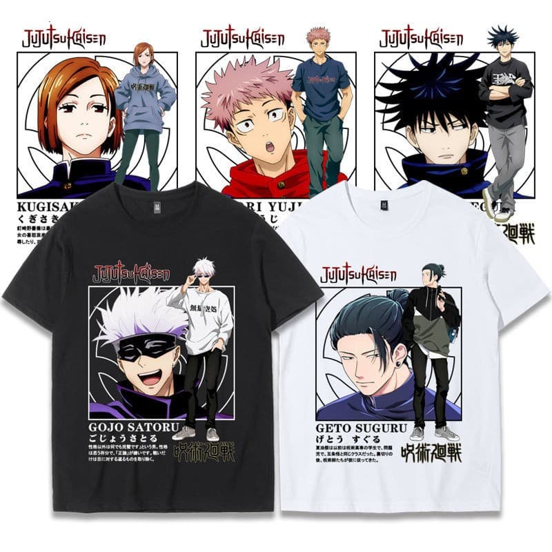 เสื้อยืดลายตัวละคร Gojo Satoru สไตล์การต่อสู้ Jiu-Jitsu ทำจากผ้าฝ้ายแท้ รูปที่ 1