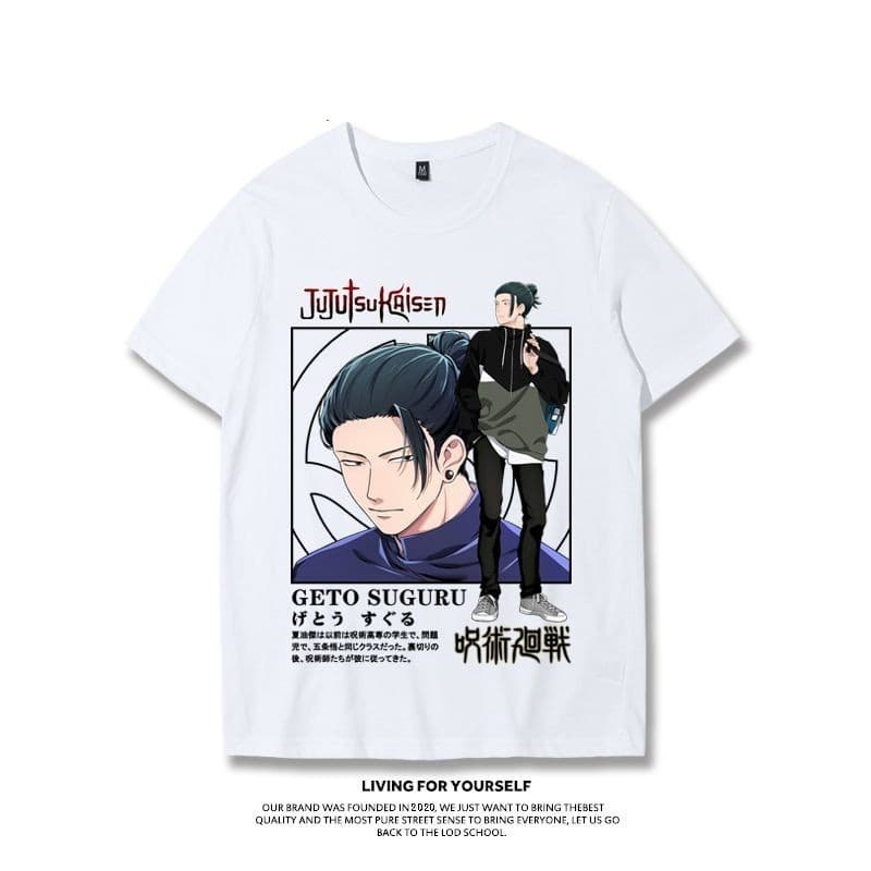 เสื้อยืดลายตัวละคร Gojo Satoru สไตล์การต่อสู้ Jiu-Jitsu ทำจากผ้าฝ้ายแท้ รูปที่ 3