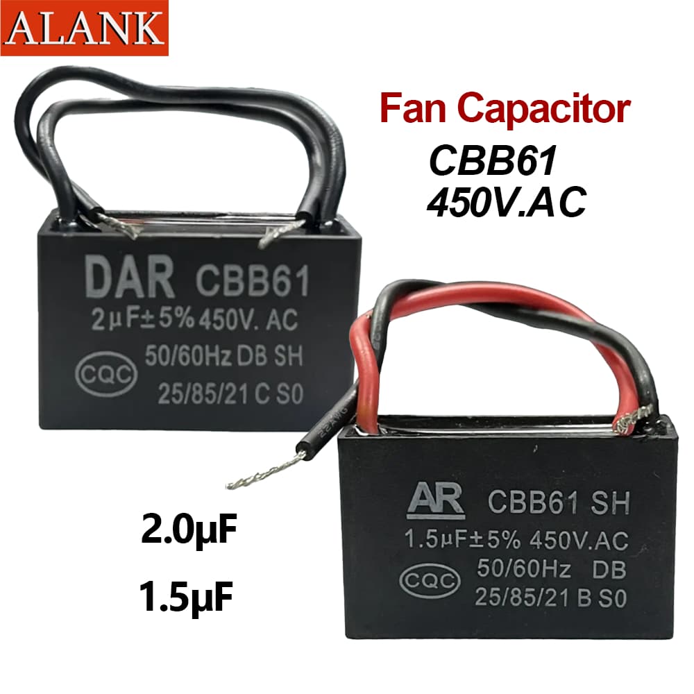 ALANK Capacitor คาปาซิเตอร์พัดลม CBB61 450V.AC เลือกค่าได้ 1.5μF / 2μF รูปที่ 1