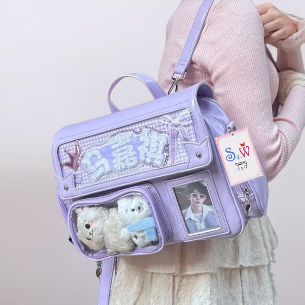 Se.W Itabag Women Bag Shoulder Bag Backpack PU Japanese Style คอนเสิร์ตซ่อนป้ายไฟปวดไหล่คู่กระเป๋าสวนสนุกปวดกระเป๋า กระเป๋าสะพายญี่ปุ่นความจุขนาดใหญ่กระเป๋าปวดไหล่เดียวกระเป๋าตุ๊กตา รูปที่ 5