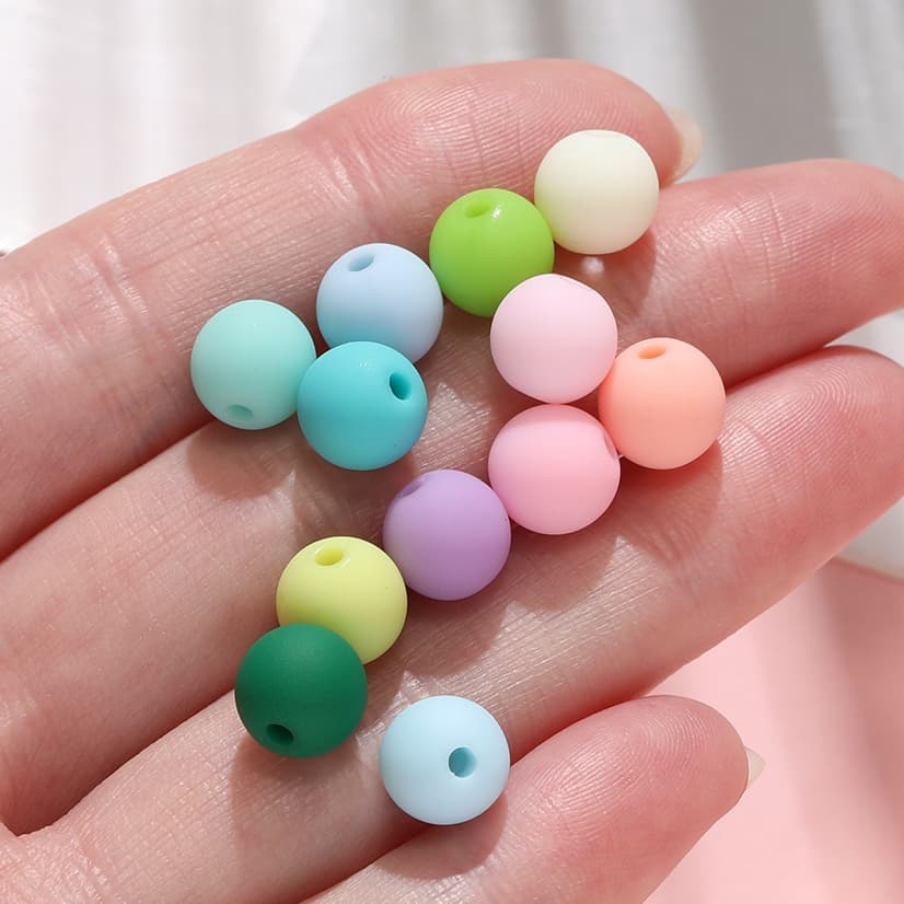 St.kunkka 50/100Pcs 6มม.ลูกปัดกลมอะครีลิคเคลือบฝ้า ลูกปัดสีผสม ลูกปัดหลวม ลูกปัดที่มีรู สำหรับทำสร้อยคอเครื่องประดับ DIY ทำมือ รูปที่ 5